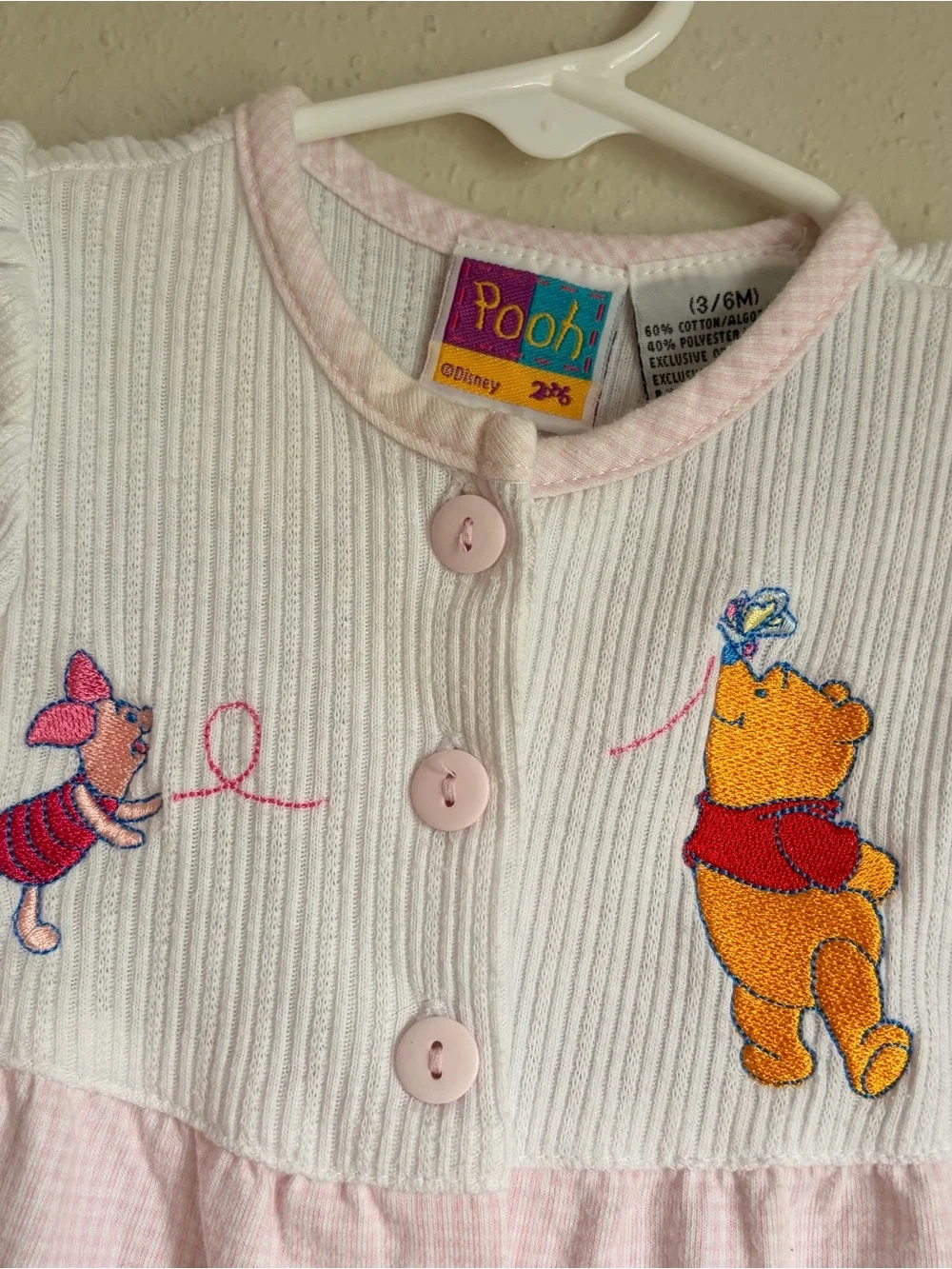 Vintage Y2K Pooh Baby Girls' Pink Winnie the Pooh One-Piece Romper